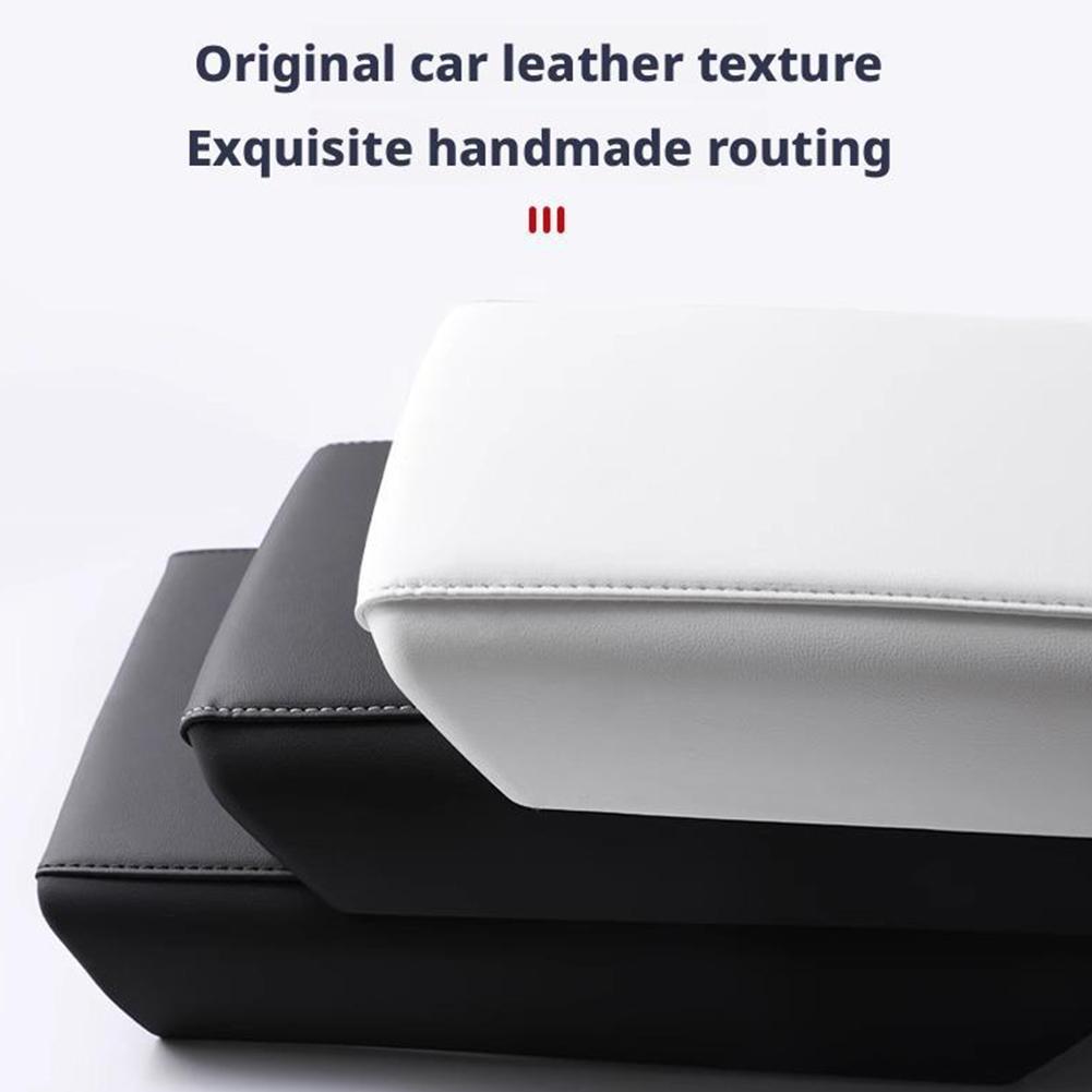 For Tesla Model 3 19-23 Central Control Armrest ABS+Leather Protective Cover For Model Y 19-24 Car Chair Armrest Cushion Cover