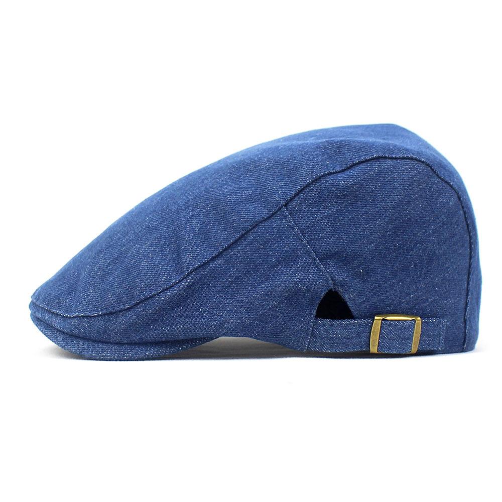 Washed denim hat men's and women's fashion denim beret cap forward hat