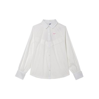 Sportswear Woven Long Sleeve Oversized V Neck Design Shirt Women Tops Sail-White HM4627133