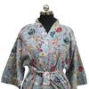 Cotton Long Kimono Robe Sleepwear Indian Hand Printed Night Wear Maxi Bathrobe