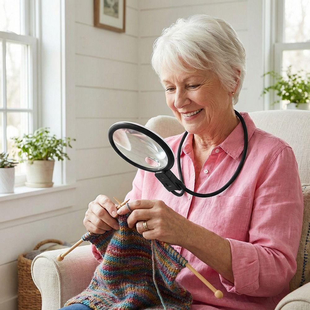 36 LED Förstoringsglas för Läsning USB-C Ström Fullsidigt Förstoringsglas för Bok Reparation Sömnad