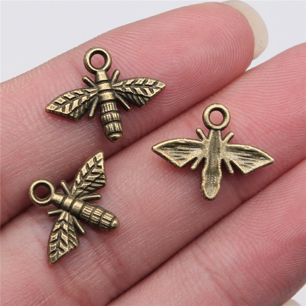 20pcs Charms Bee Tibetan Bronze Silver Color Pendants Antique Jewelry Making DIY Handmade Craft