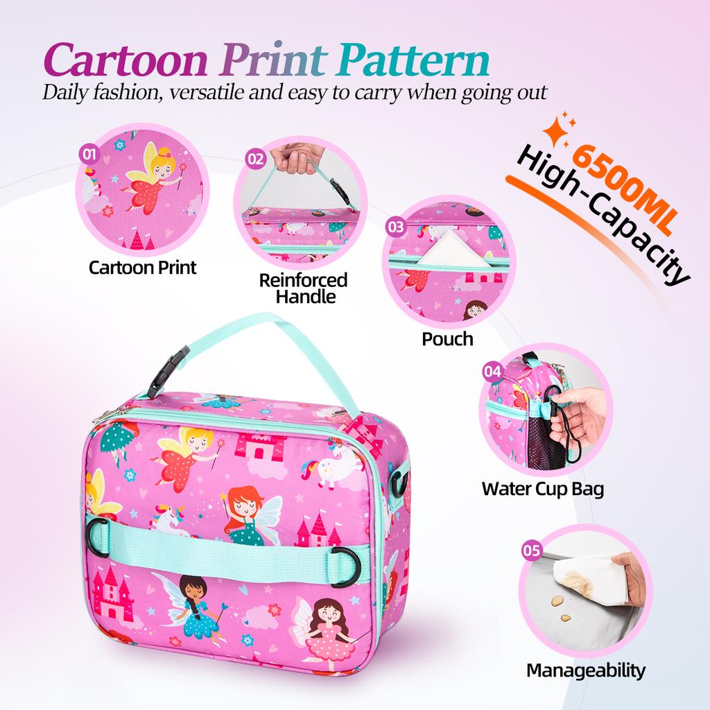 Kreslená termoizolační svačinová taška pro studenta Přenosný termobox na jídlo Vodotěsný kancelářský obědový box s ramenním popruhem Izolovaný obal