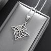 Fashion Charm Witch Knot Necklace Stainless Steel Irish Celtic Knot Pendant Witchcraft Amulet Magical Jewelry Gift for Girls