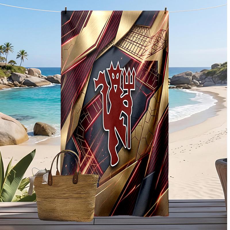 Manchester United Printed Beach Towel Quick Dry Soft TowelPortable Large Rectangular Beach Blanket for Travel Swimming Pool