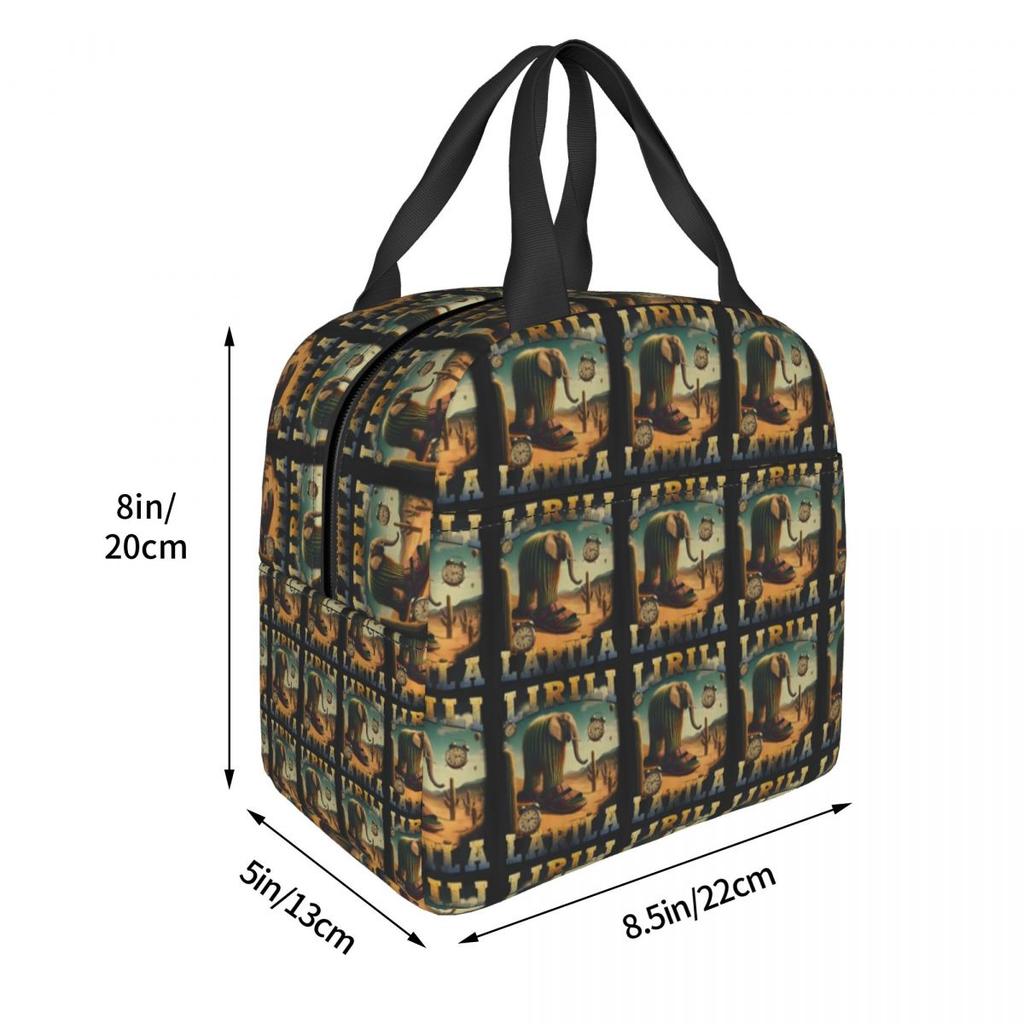 Lirili Larila Funny Italian Brainrot Meme Insulated Lunch Bag for Women Children Portable Food Boxes Thermal Lunch Box Tote