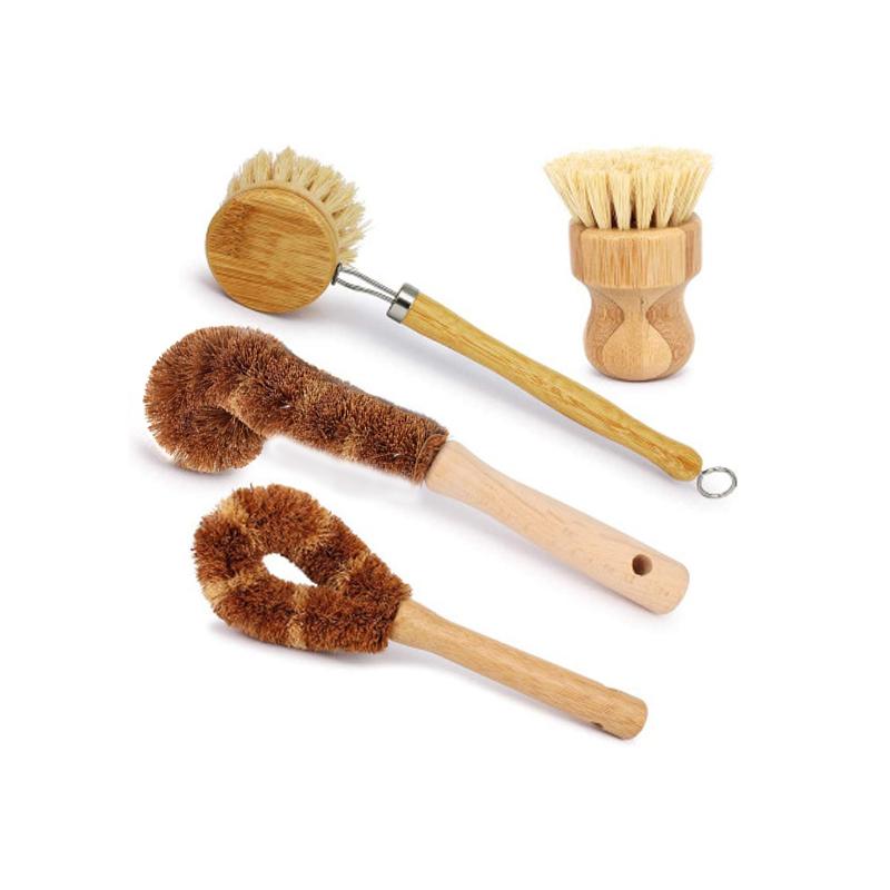 Eco Friendly Kitchen Cleaning Bamboo Dish Scrub Brush Set
