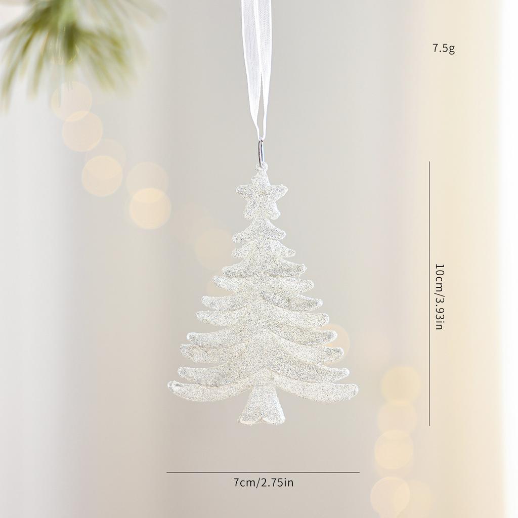Christmas Bow Ornament Sparkling White Christmas Bell Christmas Star Ornament Festive For Party Decoration Holiday Celebration