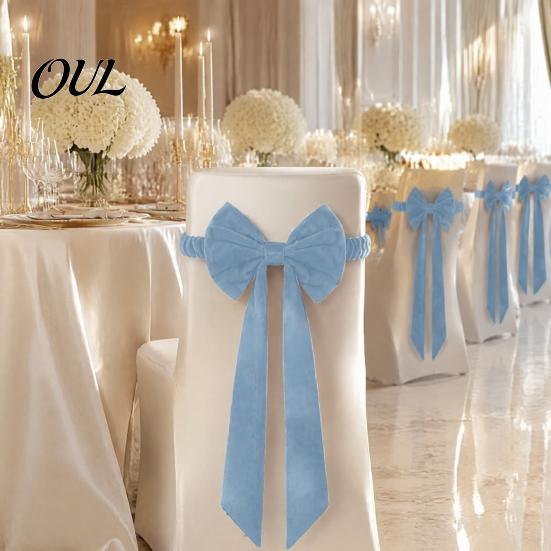 Elegantní šerpy na židle pro večeře, vínový samet s gumičkami, opakovaně použitelný mašle, dekorace na sváteční párty, zadní potah, ozdobná stuha, Vánoce