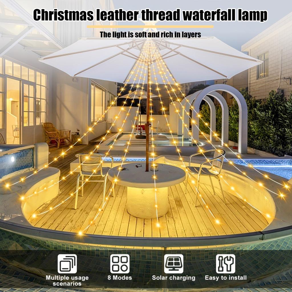 LED Waterfall Tree Lights with Topper Star Waterfall Christmas Tree Light Star String Lights for Holiday Decor