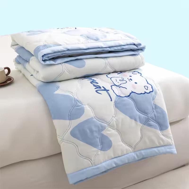 New Washed Cotton Summer Thin Quilt Skin-friendly Grinding Summer Cool Quilt Printing Soft Bedspread Blanket Print Bedspread Bed Cover Home Textiles
