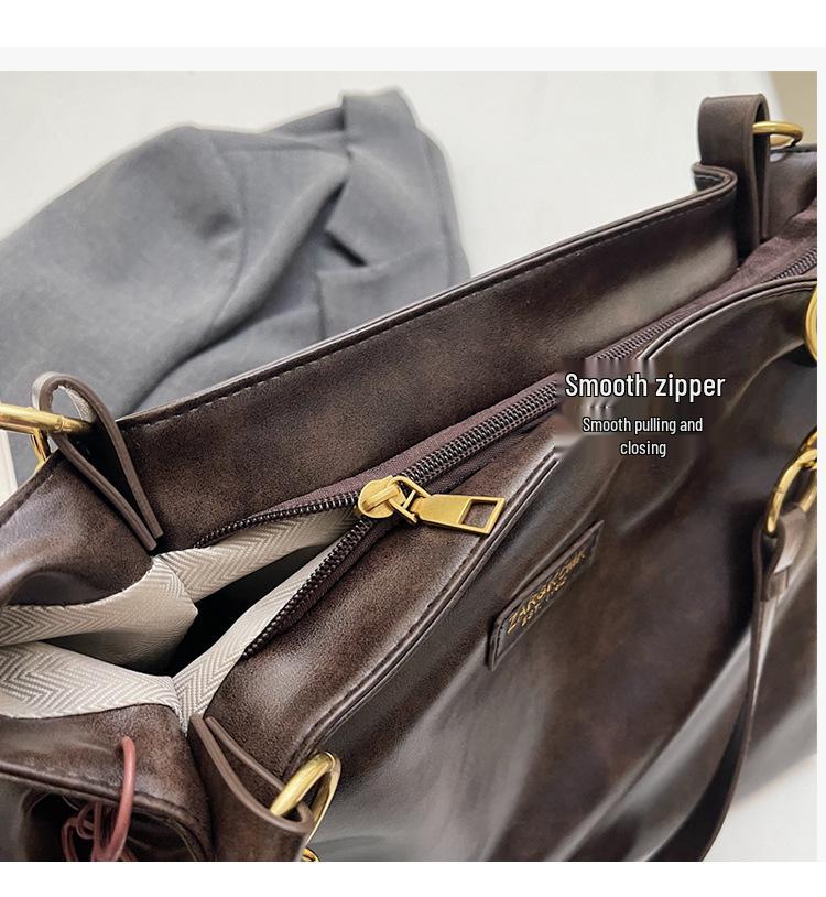2025 Women's Retro Large Capacity Tote - Autumn/Winter Casual Versatile Commute Shoulder Bag