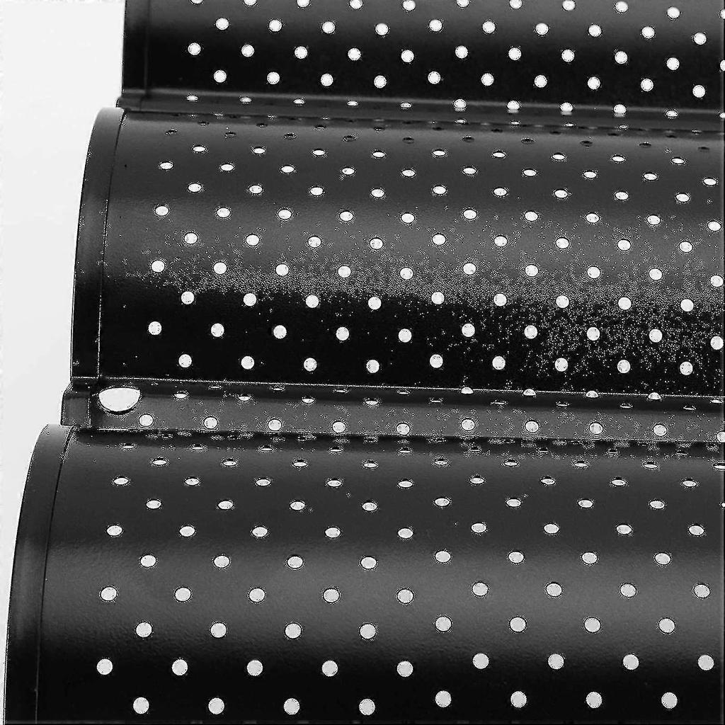 4 Pack 15 X 13 Inch Black Non-stick Perforated Baguette Pans, French Loaf Pan Baguette Tray 4 Wavy Loaves Loaf Pan For Baking -gt