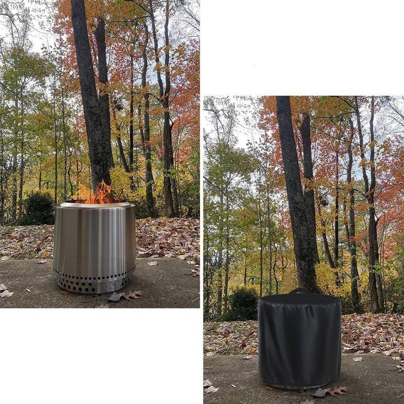 210D Fire Pit Cover Round Stove Waterproof Cover Outdoor Garden Furniture Tabletop Fire Pit Stones Dust Proof Cover