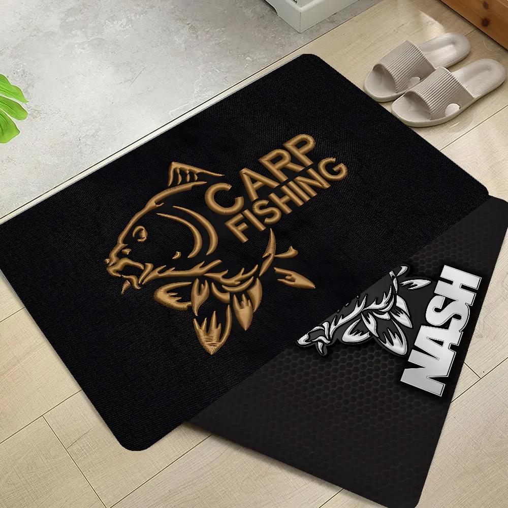 Nash Fishing Logo Floor Mat Bathroom Mat Kids Room Bedroom Decoration Balcony Anti-Slip Doormat Living Room Bedside Area Rugs