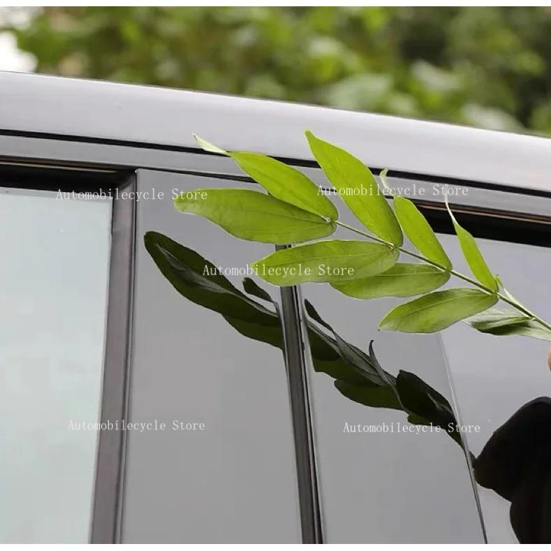 6PCS Glossy Black Pillar Posts Fit For Chevrolet Silverado 1500 Crew Cab 2019-2024 Window Moulding B C Center Sticker Cover