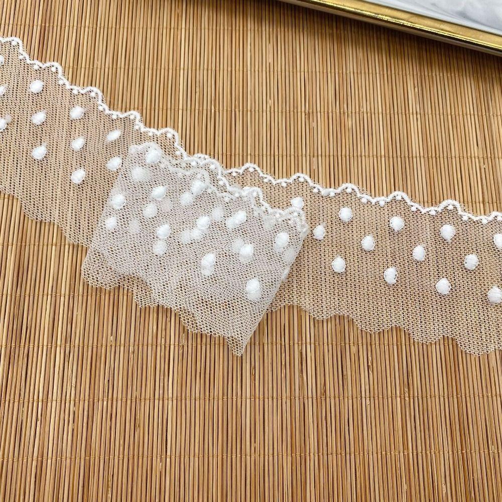 15 Yards Mesh Lace Fabric Embroidered Edge Wave Lace Lace Trims Dot Lace Garment Accessories