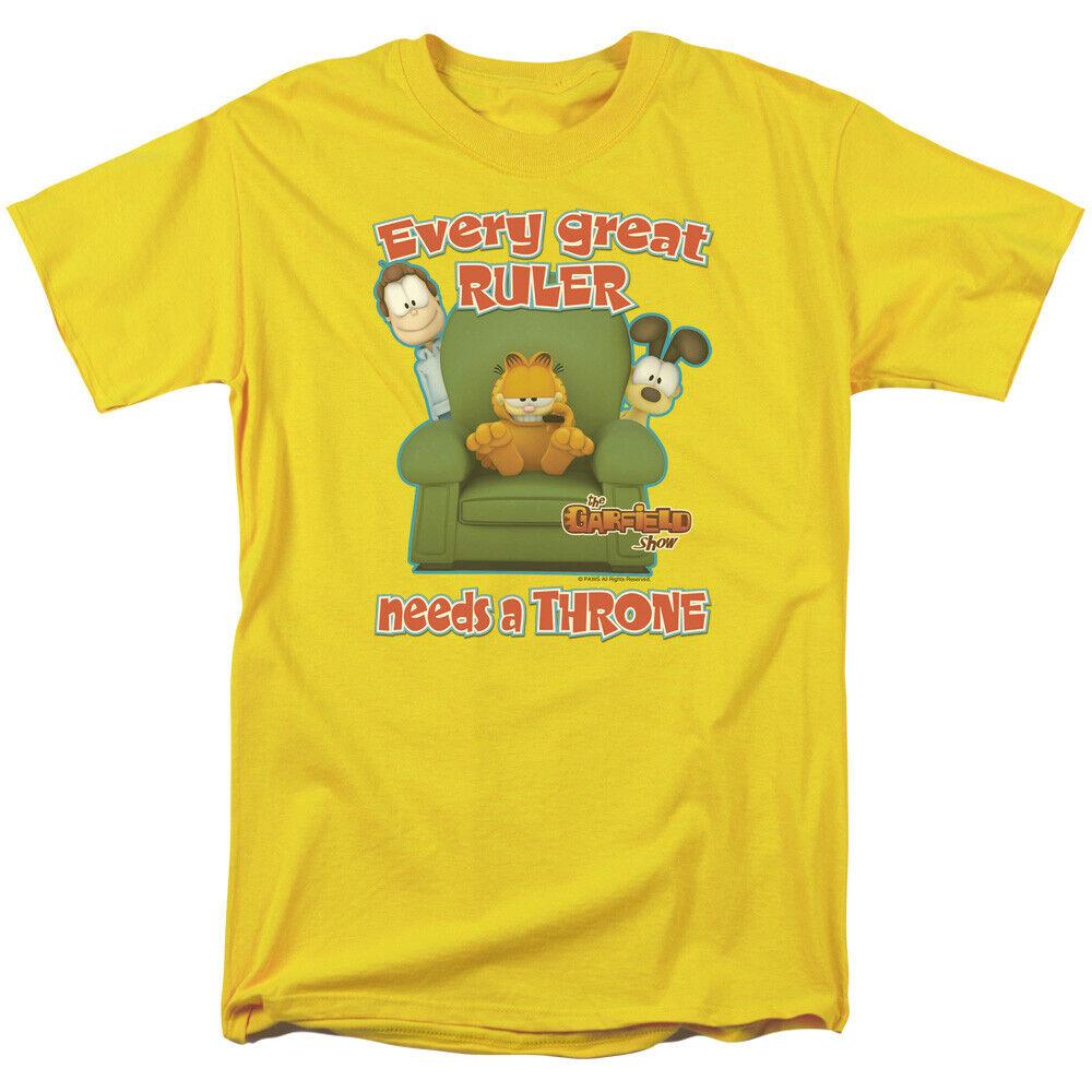 26 Garfield Throne T Shirt Mens Licensed Cat Jim Davis Comics Tee Yellow Unisex T-Shirt M