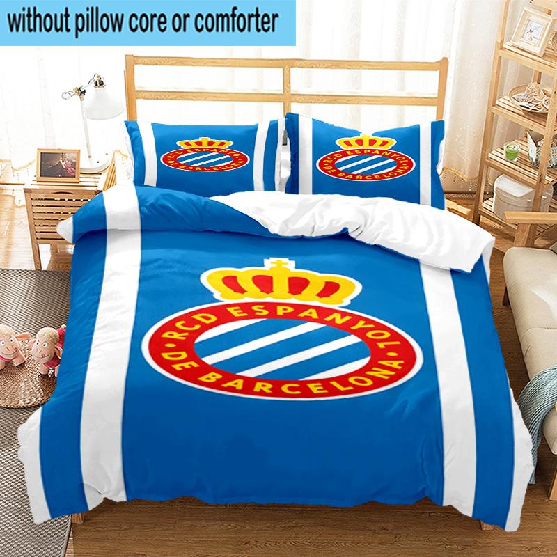 3PCS Football Espanyol Design Bedding Set,Including 1pc Duvet Cover And 2pcs Pillowcases Perfect for Bedroom, Dormitory, Fan Christmas gift