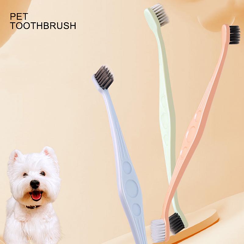 Dog Toothbrush Double Head Pet Toothbrush Soft Hair Tooth Brush for Dog Teeth Cleaning Oral Care Dogs Toothbrushes Pet Supplies