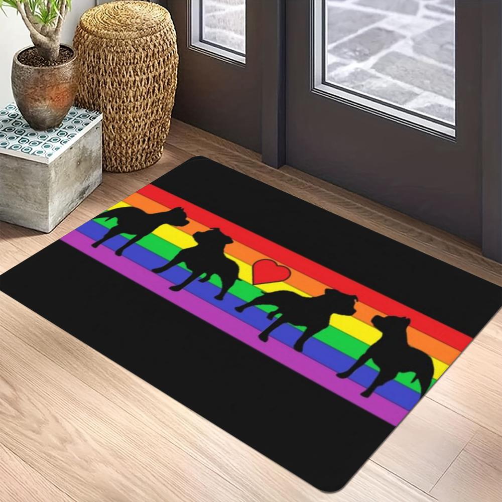 Bull Terrier Wine Quote Carpet Mat Anti-Slip Rubber Backing Rug for Pet Lover Home Decoration Dog Lover Pink Background Decor