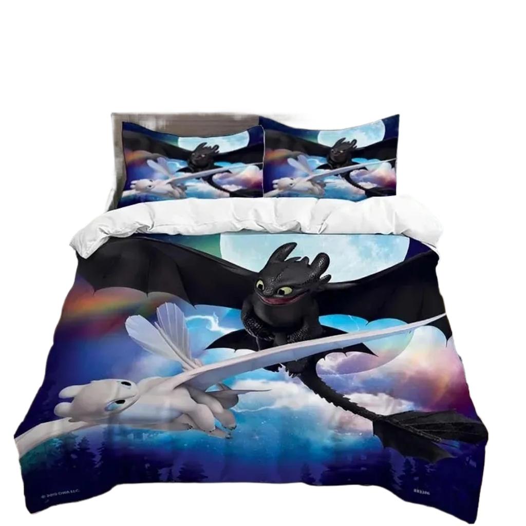 Train Dragon Anime Duvet Cover Pillowcase Comforter Bedding Set Adult Boy Girl Bedroom Decoration Children Single Double Size