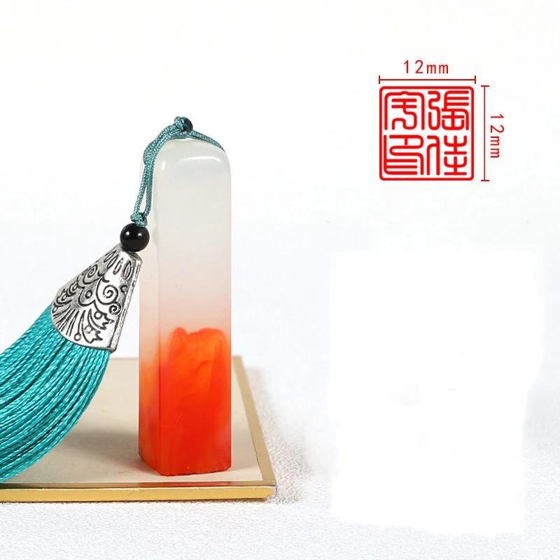 Customized Name Stamp Seals Colorful Resin Carving Clear Personal Stamps Calligraphy Painting Seal Script Sello Personalizado