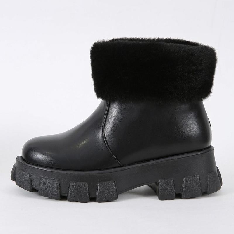 

Женская зимняя обувь, плюшевые теплые меховые сапоги на платформе 2024 года, белые сапоги из искусственной кожи, женские удобные меховые сапоги, женские сапоги Botas De Mujer 36 чёрный