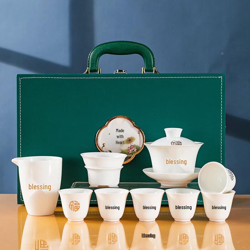 

Elegant Dehua White Porcelain Gaiwan & Kung Fu Tea Set