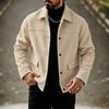 Men S Solid Cargo Jacket With Big Pockets Turn Down Collar