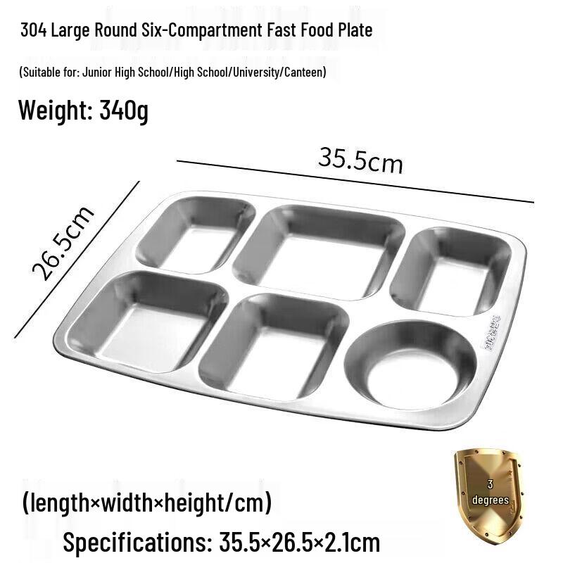 Jiakangming 304 Stainless Steel Divided Meal Tray