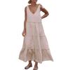 Women's Cotton And Linen Dress Women Sexy Tie Shoulder Cami Dress Casual Loose Sleeveless Ruched Flowy Dress