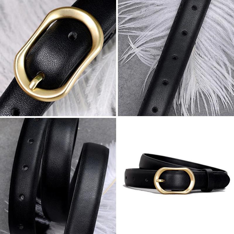 Women Metal Oval Pin Buckle Belt Fashion PU Leather Long Thin Adjustable Waistband Chic Jeans Pants Decorative Girdle Strap