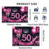 2D Glam Black Pink 50th Happy Birthday Photography Backdrop with Heels & Gifts