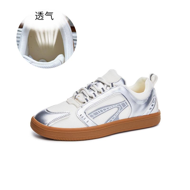 

2025 New Genuine Leather High Heels Women s Mesh Breathable Casual Versatile White Shoes Sports Women s Shoes 40