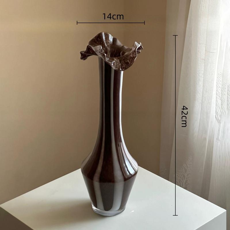 

Striped Glass Vase Long-necked Hydroponic Flower Vase Terrarium Flowerpot Vases Room Decoration Accessories Flowervase