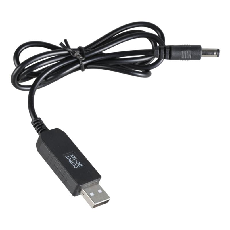 1m Long USB 5V to DC12V Power Converter Cable Wire, Voltage Step Up Adapter Cord Line with 5.5x2.1mm Output Black