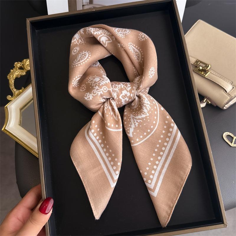 Korean version of the new imitation velvet herringbone pattern cotton and linen small square scarf silk scarf headscarf shawl sun protection scarf wom