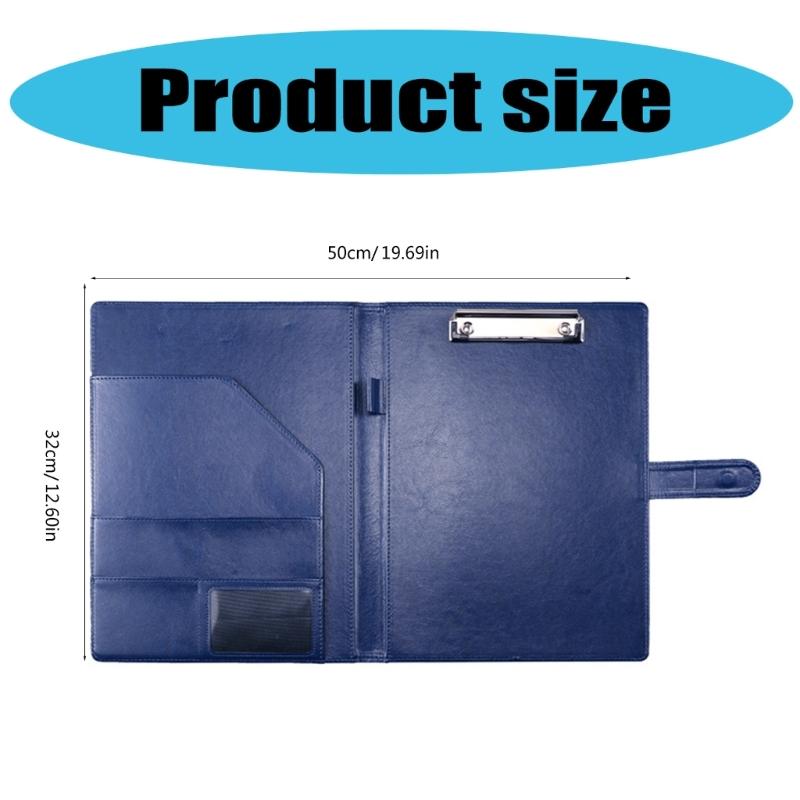 Business Conference Folder Leather Clipboard Folder Letter Size Document Folder with Card Pocket Storage Pocket Pen Slot