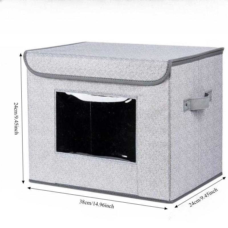 

large foldable stackable storage box with lid, closet storage bag and basket suitable for home, office, bedroom серый