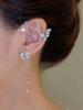 1pc Elegant Diamond Star & Leaf Tassel Ear Cuff Earring, Versatile Jewelry Gift For Women, Daily Wear