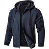 Quilted Hooded Zip-Up Jacket with Adjustable Drawstring, Ribbed Cuffs and Hem, Available In Beige, White, Black, Light Gray, Dark Blue