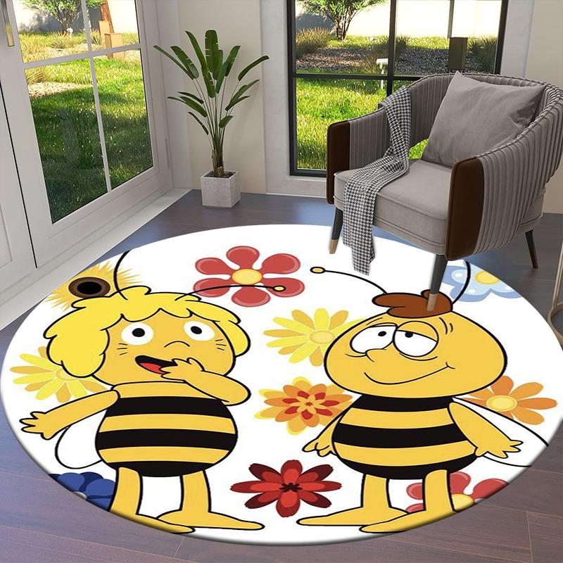 Tappeto Rotondo Api e Maya, Tappeto per Soggiorno Camera da Letto Divano Sala Giochi Decorazione, Tappetino Antiscivolo 34