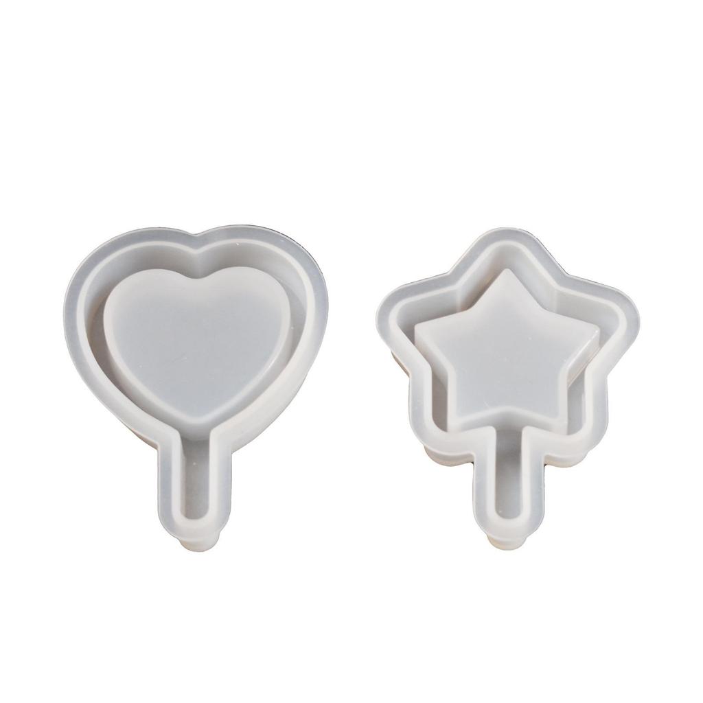 Poppy Crystal Epoxy Resin Heart & Star Sand Flow Silicone Mold Kit for DIY Keychains