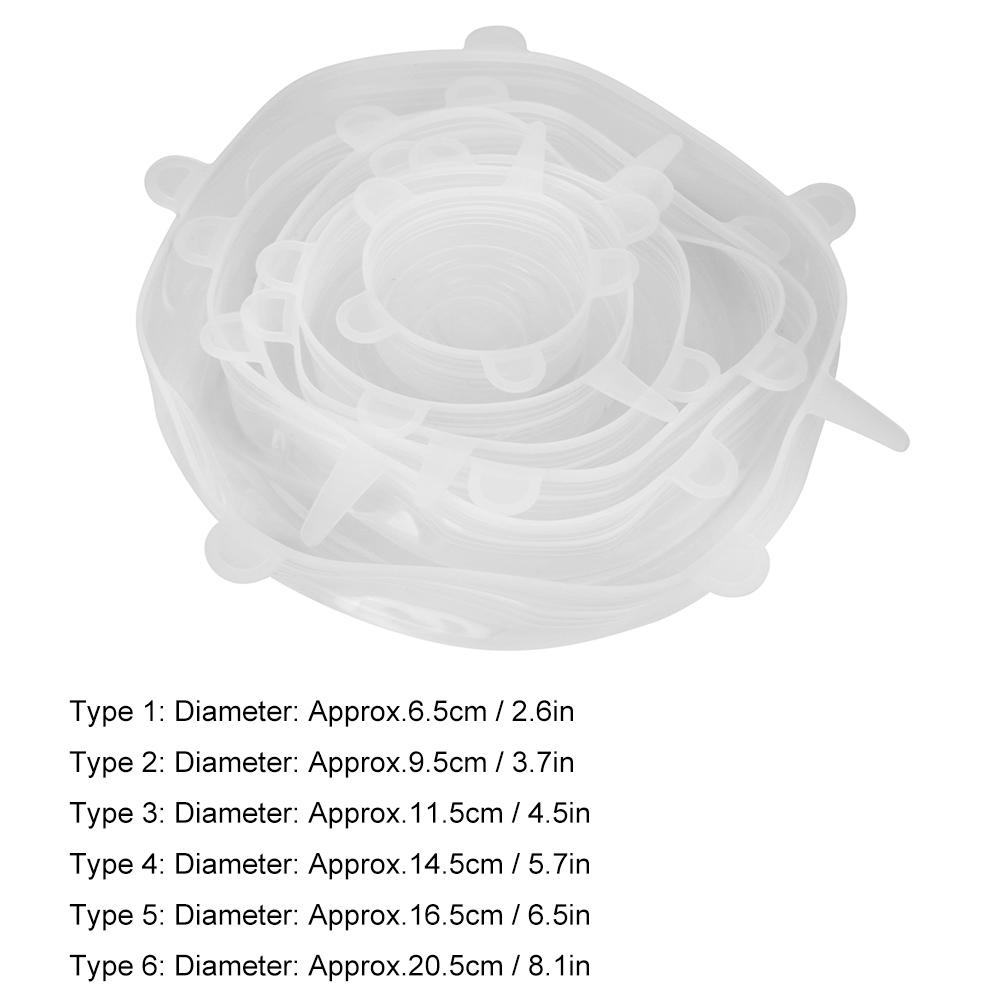 6 Pcs Set Universal Stretchable Wrap Food Keep Cover Kitchen Tools Food Silicone Seal Lid