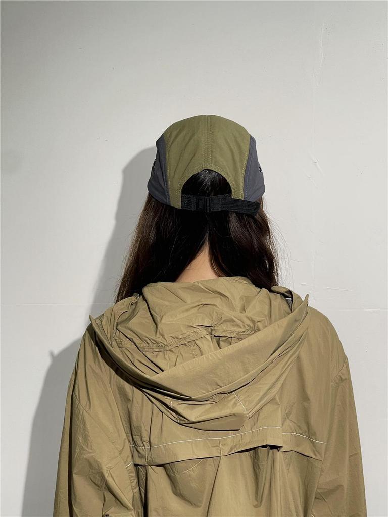 Stylish Five-Panel Quick Dry Skater Hat: Japanese Color Block, Hip Hop Flat Brim, Outdoor Sports Cap