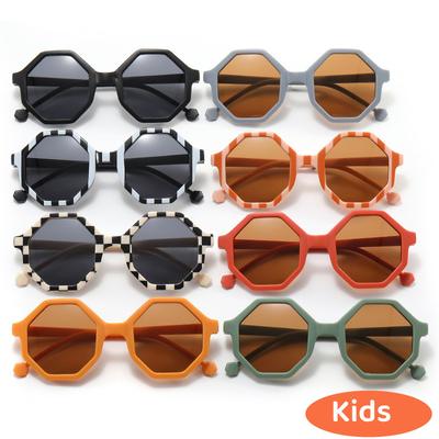 Striped Polygon Frame Kids Sunglasses Outdoor Boys Girls Sun Protection Uv400 Sun Glasses Baby Summer Travel Goggle Shades