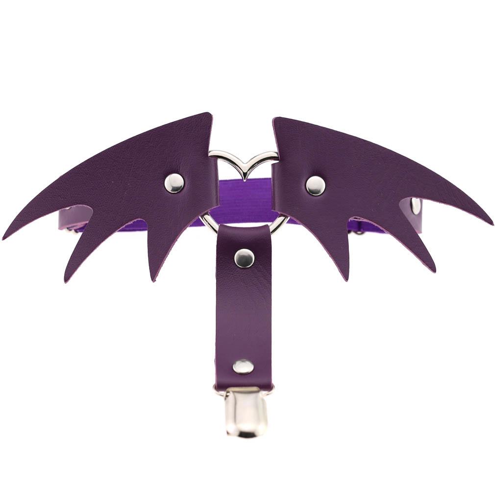 Punk Heart Leather Garter Belt with Wings - Street Style Nightclub Halloween Leg Jewelry Clip
