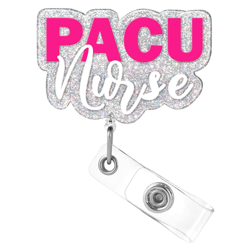 Badge Reel With Belt Clip  Nurse Badge Reel  Department Name Tag Glitter Acrylic Badge Reel For Nurse