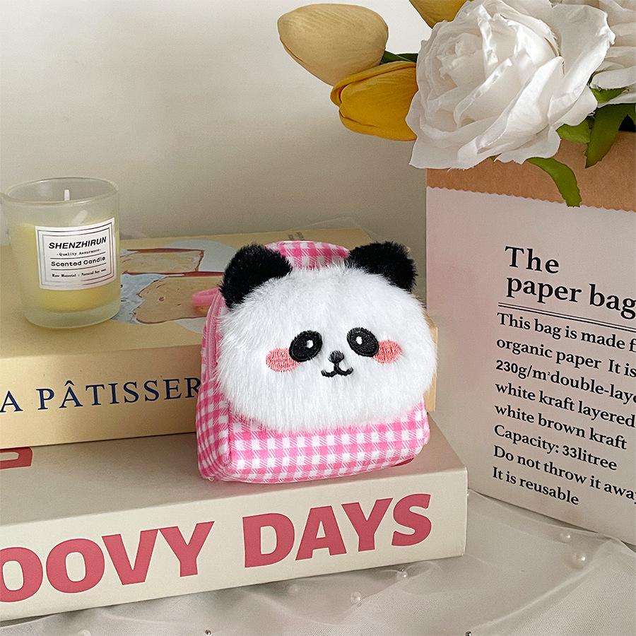 

Милый плюшевый кошелек для монет и брелок в виде панды: Наушники, Губная помада и Сумка-подвеска для хранения мелких предметов в подарок